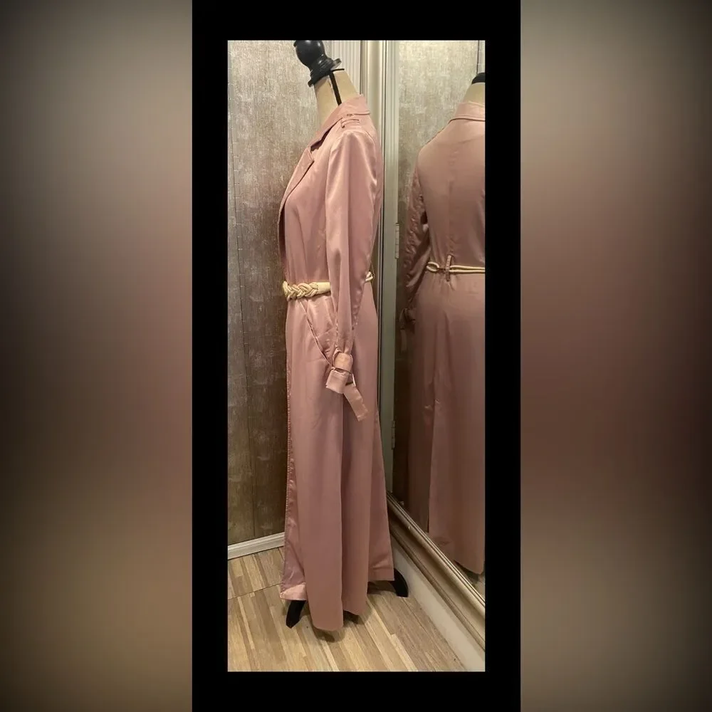 House of CB pink satin belted coat, XS - Picture 4 of 12